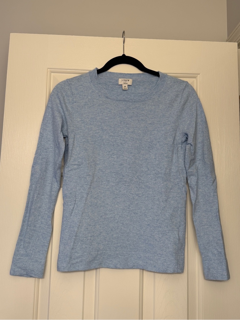J Crew Light Blue Wool Cotton Blend Teddie Sweater